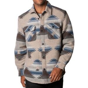 Jachs New York Men's Blue & Tan Wool Blend Sherpa Lined Flannel Shirt Jacket XXL